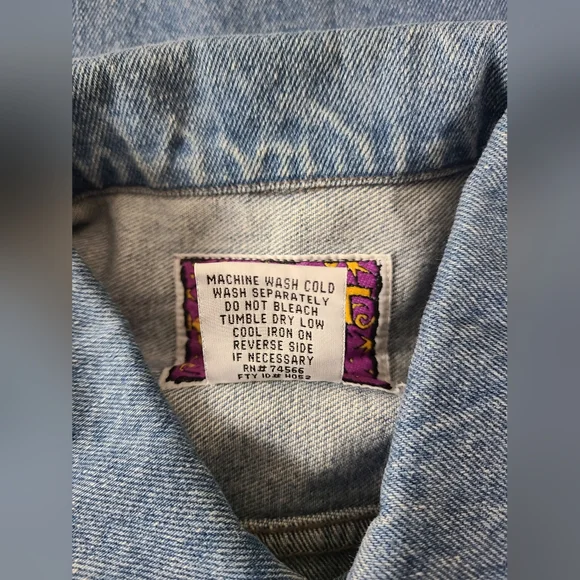 Vintage 1990's Planet Mars M&M's Long Sleeve Blue Denim Jean Jacket Size S Retro - Picture 9 of 9
